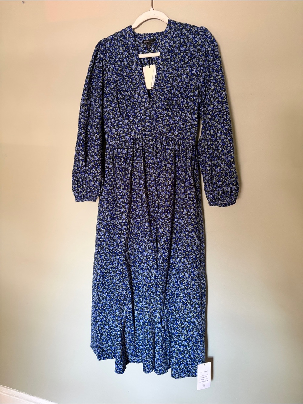 NWT Nobody's Child Blue Floral Cord Midi Dress Size 4